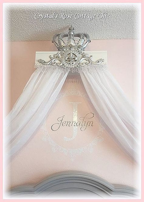 Girls Headboard, Crown Canopy, Crown Applique, Silver Bedding, Bed Crown Canopy, Pottery Barn Teen Bedding, Bed Crown, Crown Decor, Princess Bed