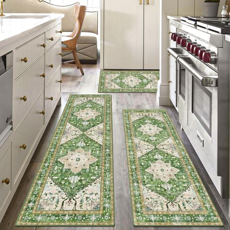 White And Green Kitchen, Hallway Green, Washable Kitchen Rugs, Hallway Laundry Room, Laundry Room Hallway, Kitchen Runners, Kitchen Rugs Ideas, Kitchen Rugs Washable, Rug Runner Kitchen