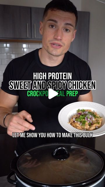 Johnny Hadac on Instagram: "Bulk crockpot sweet and spicy chicken ✅ Find is brand new recipe in my total weight loss e-book! I hope you enjoy!!! ▪️2lbs chicken thighs ▪️2 red onions ▪️2 jalapeños ▪️cilantro ▪️2 tbsp garlic powder ▪️1 can unsweetened rinsed pineapple #weightlossrecipes #lowcalorie #lowcal #totalweightloss #fatloss #fatloss #shredfat #lowcal #lowcalorie #health #recipes #healthyrecipes #lowcalrecipe #diet #food #mealprep #easymealprep #muscle #healthyliving #recipes #food # Protein Soup Recipes, Crockpot Meal Prep, Food Protein, Sweet And Spicy Chicken, Spicy Chicken Recipes, Easy Eat, Chicken Meals, Low Cal Recipes, Health Recipes