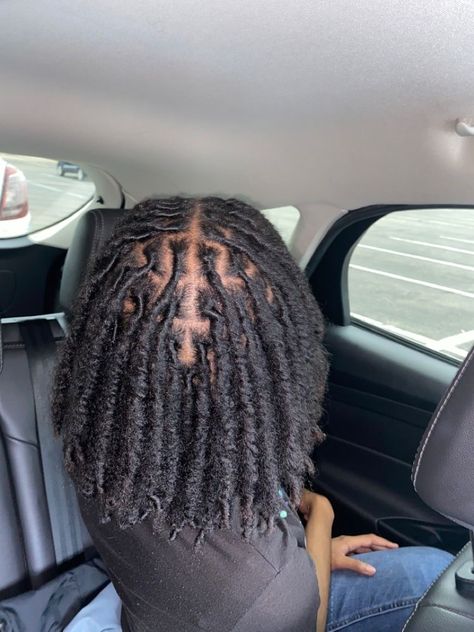 Starter Locs On Short Relaxed Hair, Locs With Fine Hair, Medium Size Starter Locs Black Women, Medium Thick Locs, Starter Loc Sizes, 4b Locs, Fluffy Locs, Two Strand Twist Starter Locs, 4c Locs