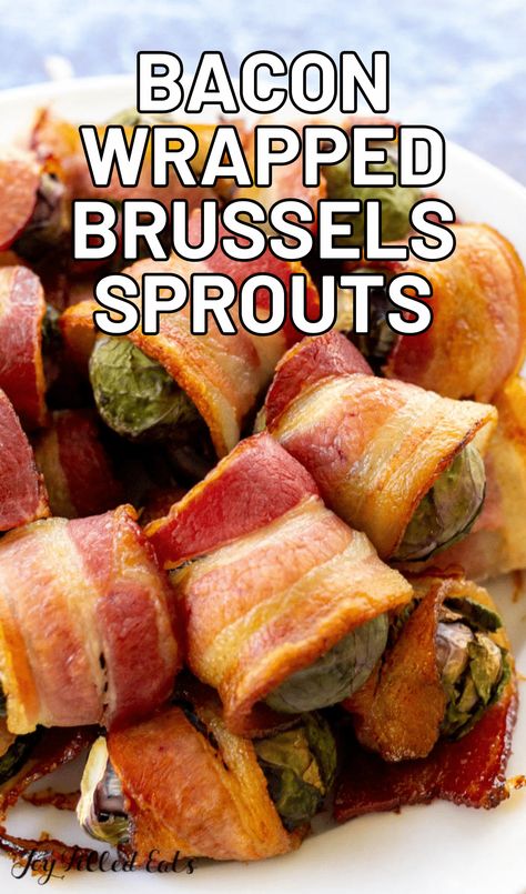 This Keto Brussels Sprouts with Bacon recipe is perfect for a low carb diet. If you need a quick and easy keto side dish, the basic ingredients make this the perfect choice. Making this recipe is a delicious way to add flavor and taste to veggies for the whole family to enjoy. Brussel Sprout Wrapped With Bacon, Bacon Wrapped Brussel Sprouts Baked, Bacon Wrapped Veggies, Brussels Sprout Appetizers, Brussel Sprouts Wrapped In Bacon, Brussel Sprout Appetizer, Brussels Sprouts Appetizer, Bacon Wrapped Brussels Sprouts Recipe, Bacon And Brussel Sprouts