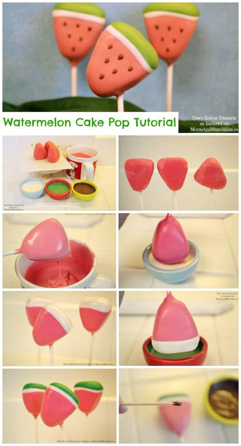 Watermelon Cake Pops Tutorial #CakePops #Desserts #SummerFun http://www.momsandmunchkins.ca/2014/06/29/watermelon-cake-pops/ Watermelon Cakepops, Summer Cake Pops, Watermelon Cake Pops, Cake Pops Tutorial, Cake Pop Tutorial, Cake Pop Designs, Savory Cakes, Cake Pop Decorating, Watermelon Cake