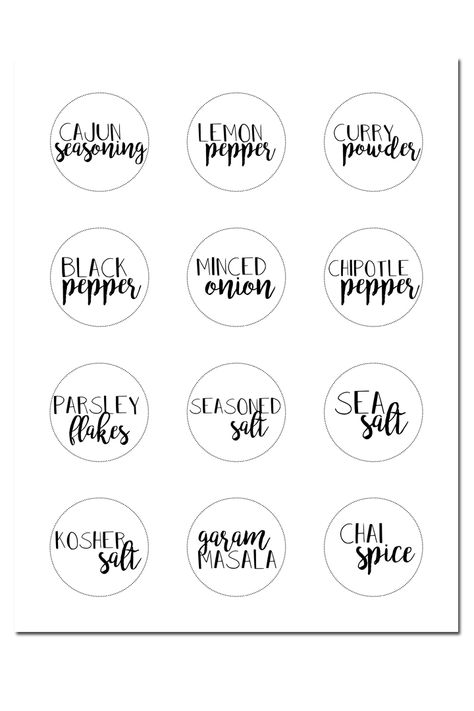 Spice Organization Diy, Ikea Spice Jars, Seasoning Labels, Diy Spice Jars, Printable Lables, Jars Crafts, Spice Rack Organization, Jars Ideas, Spice Jar Labels