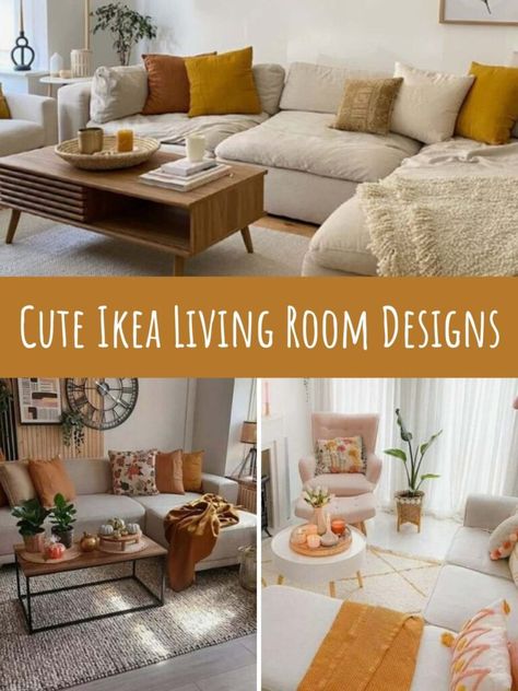 47 Kickass Ikea Living Room Ideas - PinkPopDesign Ikea Big Living Room Ideas, Boho Living Room Green Couch, Ikea Living Room Ideas, Leaving Room Ideas, Ikea Living Room Furniture, Living Room Decor Ikea, Living Room And Bedroom Combo, Ikea Sectional, Earth Tone Living Room