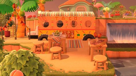 Gianna🌲 on Twitter: "Tacos anyone? 🌮 I hopped on this trend and made my own taco food truck! My designer -ID is MA-0754-1384-9159 #ACNHDesign #ACNHDesigns #animalcrossing… https://t.co/vNhWkAmdyP" Acnh Food Truck Ideas, Food Truck Design Codes Acnh, Acnh Fruit Stall Designs, Acnh Taco Truck, Acnh Tiki Stall Design, Taco Food Truck, Taco Truck, Truck Signs, Photo Stands