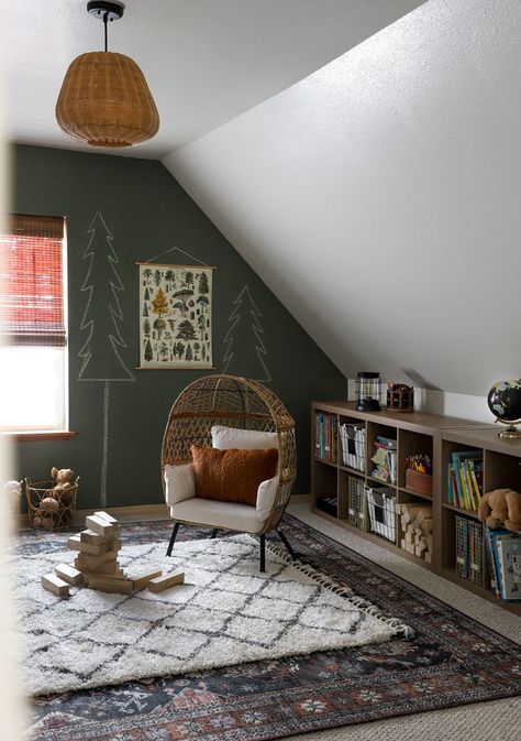 7 Favorite Room Makeovers of 2021!! - I SPY DIY Ikea Mirror Hack, Loft Area, I Spy Diy, Ikea Mirror, Attic Playroom, Room Makeovers, Green Paint Colors, Layered Rugs, Creation Deco