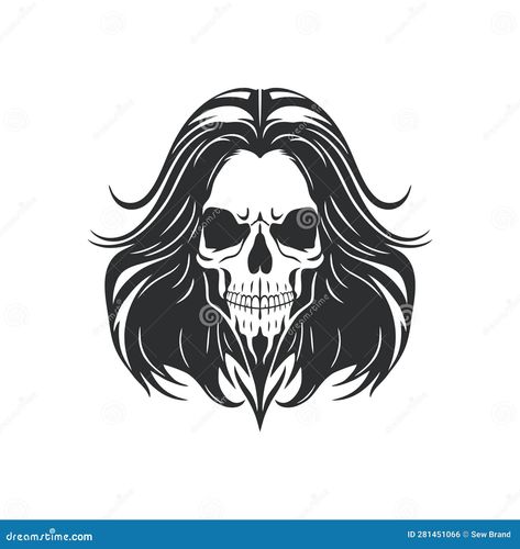 Long Hair Clip, Halloween Icon, Skeleton Tattoo, Head Silhouette, Skeleton Tattoos, Face Logo, Skull Face, Halloween Icons, Skull Head