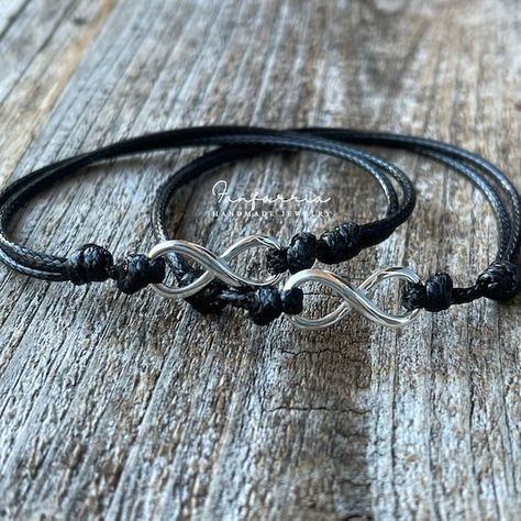 Black Thread Bracelet, Bracelets Etsy, Thread Bracelet, Infinity Charm, Thread Bracelets, Jewelry Diy Bracelets, Couple Bracelets, Beaded Anklets, Black Choker