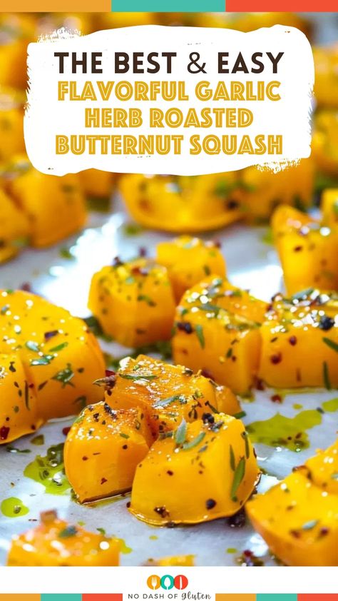 This Flavorful Garlic Herb Roasted Butternut Squash is the perfect side dish! Tender squash tossed with fresh rosemary, thyme, sage, and garlic, then roasted to perfection with crispy, caramelized edges. It’s quick, easy, and full of flavor. Pin this recipe now and give your next meal an extra burst of deliciousness! Rosemary Butternut Squash, Sage Roasted Vegetables, Butternut Squash Sides Recipes, Butternut Squash Recipes Savory, Butternut Squash Recipes Side Dishes, Roasted Butternut Squash Recipes, Pumpkin Recipes Side Dish, Acorn Squash Recipes Healthy, Roasted Squash Recipes