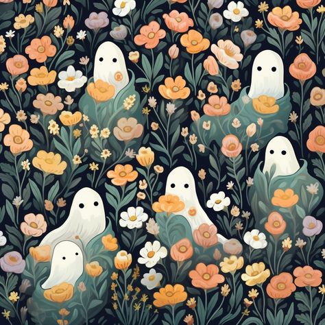 Flower Ghost Wallpaper, Ghost And Flowers Wallpaper, Ghost Holding Flowers, Flower Ghost Painting, Cute Ghost With Flowers, Floral Ghost Wallpaper, Artist Supplies, Flowers Wallpaper, Jacksonville Florida