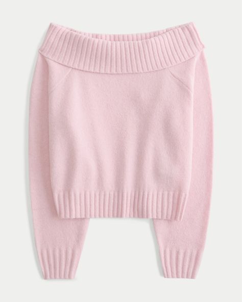 Women's Easy Foldover Off-the-Shoulder Sweater | Women's Tops | HollisterCo.com Holister Sweaters, Hollister Outfits, Aesthetic Clothes Png, Salted Granola, Clothing Coquette, Hollister Clothes, Bday List, Png Clothes, Hollister Sweater