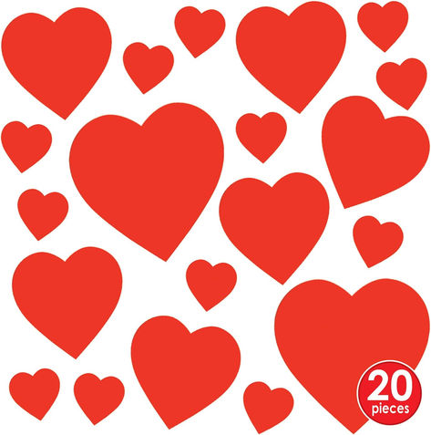 Printed Cardstock Paper Heart Cut Outs 20 Piece Valentine's Day Decorations, 4", 8.5", 12" Valentines Day Package, Valentine's Day Decorations, Decorating Walls, Heart Cut Out, Paper Heart, Valentines Day Party, Valentines Day Decorations, Stock Paper, Themed Party