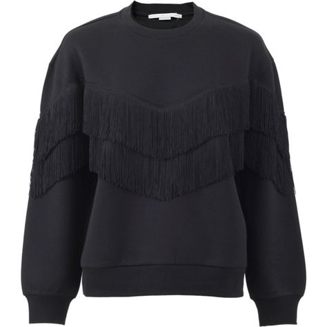 Stella Mccartney Fringe Sweater ($725) ❤ liked on Polyvore featuring tops, sweaters, stella mccartney sweater, cotton sweaters, blue sweater, longer sweater and blue top Fringe Sweatshirt, Western Vibes, Stella Mc, Wool Sweaters Womens, Dolman Sleeve Sweater, Fringe Sweater, Grey Crewneck, Knitwear Design, Fringe Trim