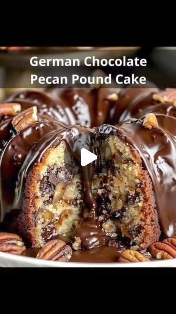 Live Wirez Radio Show on Instagram: "Decadent German Chocolate Pecan Pound Cake Delight Ingredients:  For the Cake:  1 cup unsalted butter, softened 2 cups white sugar 4 eggs 1 tsp vanilla extract 2 cups all-purpose flour ½ tsp baking powder ¼ tsp salt 1 cup sour cream 1 cup German chocolate, chopped 1 cup pecans, chopped and toasted For the German Chocolate Pecan Glaze:  1 cup German chocolate, chopped ½ cup heavy cream ½ cup pecans, chopped and toasted Directions:  Preheat Oven: Preheat the oven to 325°F (165°C) and grease and flour a 10-inch bundt pan. Cream Butter and Sugar: In a large bowl, cream together the softened butter and white sugar until light and fluffy. Add Eggs and Vanilla: Beat in the eggs one at a time, then stir in the vanilla extract. Combine Dry Ingredients: In a sepa Decadent German Chocolate Pecan Pound Cake, Decadent German Chocolate Pound Cake, Decadent German Chocolate Pecan Pound Cake Delight, German Chocolate Pecan Pound Cake Recipe, German Chocolate Pound Cake Recipes, German Chocolate Pecan Pound Cake, German Chocolate Pound Cake, Pecan Glaze, Pecan Pound Cake