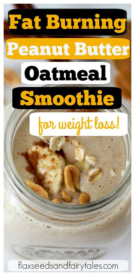 You’ll love this easy Peanut Butter Oatmeal Smoothie for Weight Loss!  It has banana, peanut butter, almond milk, and oatmeal. Plus two secret ingredients that will help you lose weight and get a flat belly FAST! The perfect clean eating smoothie and healthy breakfast! #smoothie #peanutbuttersmoothie #banansmoothie #smoothieforweightloss #healthybreakfast Peanut Butter Oatmeal Smoothie, Clean Eating Smoothies, Flat Belly Fast, Oatmeal Smoothie, Peanut Butter Smoothie, Healthy Breakfast Smoothies, Baking Soda Beauty Uses, Peanut Butter Oatmeal, Easy Peanut Butter