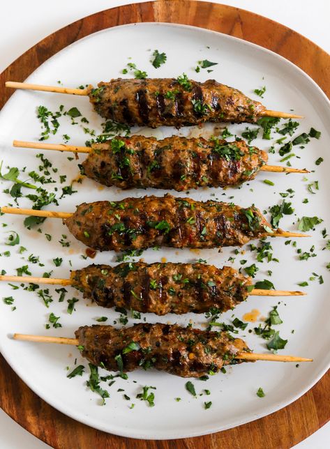 Moroccan Kefta Kabobs Chicken Kefta Kabobs, Kefta Kabob Recipe, Kafta Kebab, Kefta Recipe, Kefta Kabob, Moroccan Kefta, Moroccan Beef, Lamb Kabobs, East Recipes