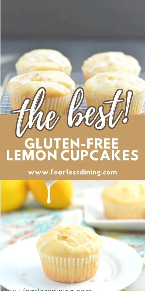 Gluten Free Lemon Cookie, Gluten Free Cupcakes Easy, Gluten Free Cupcake Recipe Easy, Gluten Free Desert, Eoe Recipes, Lemon Cupcakes Recipe, Gluten Free Lemon Cupcakes, Flour Desserts, Gluten Free Icing