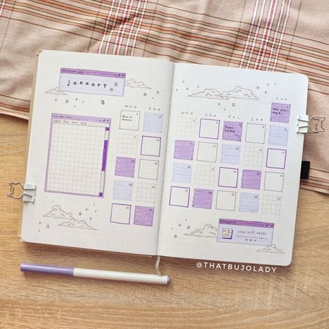 Minimal Bujo Monthly, Bujo Page Layout Ideas, Monthly Calendar Journal, Monthly Calendar Bujo, January Bujo Calendar, Bujo Calendar Ideas, Month Bujo Spread, Calendar Journal Ideas Layout, Bujo Calendar Spread