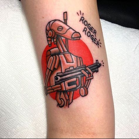 Star Wars Tattoo Sleeve, Sailor Jerry Tattoo Flash, Tattoos 2024, Traditional Tattoo Flash Art, Traditional Tattoo Inspiration, Nerd Tattoo, Armor Tattoo, Mark Tattoo, Battle Droid