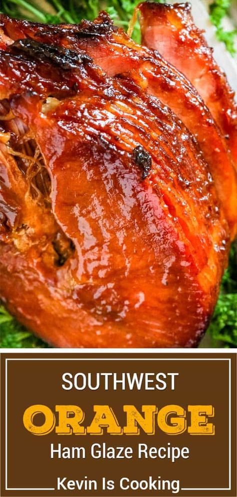 Orange ham glaze for baked ham is made with orange juice, cinnamon, and smoky chipotle power. It pairs perfectly with tender spiral ham! Orange Ham Glaze, Baked Ham Glaze, Chipotle Powder, Spiral Ham, Holiday Ham, Savory Meals, Vitamix Recipes, Orange Glaze, Ham Glaze