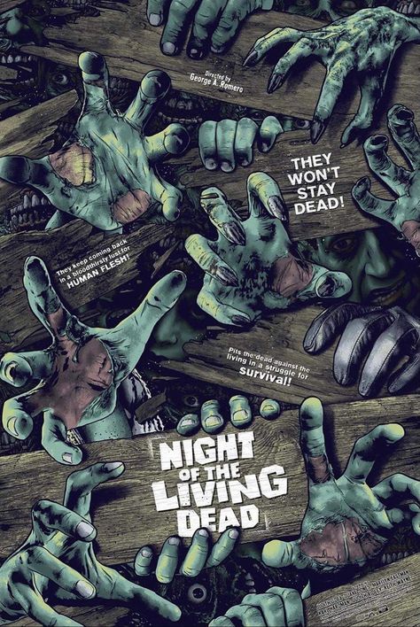 Night Of Living Dead, Apocalyptic Movies, George Romero, Night Of The Living Dead, Strange Beasts, Poster Artist, The Living Dead, Best Movie Posters, Zombie Movies