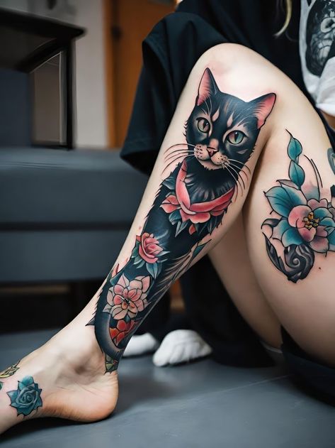 A Cat Tattoo, Cat Portrait Tattoos, Cat Tattoo Design, Realistic Portrait, Cat Tattoos, Tattoo Cat, Cat Tattoo Designs, Tattoo Design Ideas, Badass Tattoos