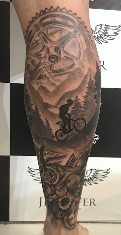 Mtb Tattoo Ideas, Cycling Tattoos For Men, Bicycle Tattoos For Men, Mountain Biking Tattoo, Mountain Bike Tattoo Ideas, Mtb Tattoo, Tattoo Bike, Cycling Tattoo, Triathlon Tattoo