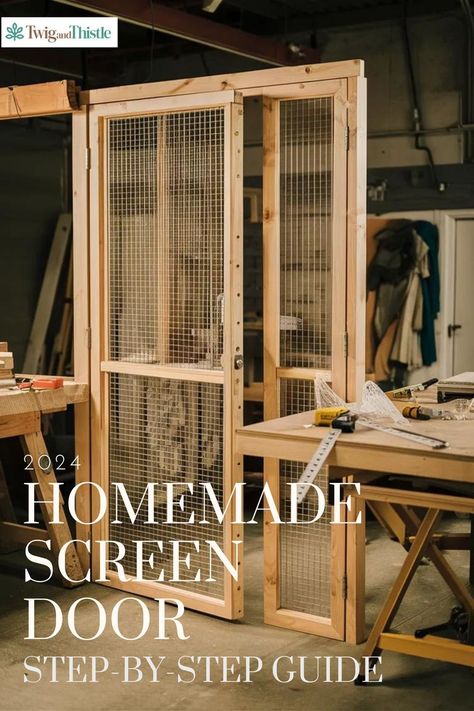 Screen Door Wooden Screen Door, Wood Screen Door, Diy Screen Door, Diy Screen, Sliding Screen Doors, Door Guard, Screen Doors, Wooden Screen, Door Steps