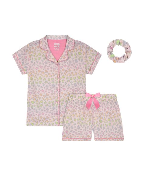 PRICES MAY VARY. Pajamas for girls: This girls pajamas coat set from Sleep On It girls button down pajamas set includes a pair of shorts along with a matching short sleeve button front collared top. This beautiful sleepwear set will make bedtime the most fashionable part of the day! Amazing Sleepwear Designs: This set of kids pajamas for girls comes in a range of sizes, styles and colors, including purple unicorns and pink hearts & tie dye! Soft Girls PJs: These adorable kids pjs for girls are d Rainbow Leopard Print, Girls Pjs, Kids Pjs, Rainbow Leopard, Summer Pajamas, It Girls, Girls Sleepwear, Soft Classic, Leopard Print Top