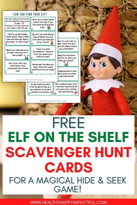 Elf On The Shelf Arrival Scavenger Hunt, Elf On The Shelf Treasure Hunt, Elf On The Shelf Scavenger Hunt, Scavenger Hunt Riddles, Scavenger Hunt Ideas, Charades Cards, Elf Notes, Christmas Charades, Santa's Nice List