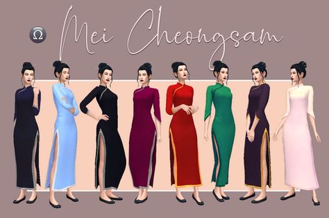 Chinese Outfits Traditional, Chinese Cheongsam Dress, Sims 4 Cas Mods, The Sims 4 Packs, Sims 4 Mm Cc, Sims 4 Expansions, Sims 4 Dresses, The Little Black Dress, Sims 4 Mm