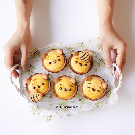 Winnie the Pooh cream cheese tarts---13.7k Likes, 115 Comments - Little Miss Bento Official (@littlemissbento) on Instagram: “Feeling incredibly grateful to be featured on @disney today 💛 Hope over to check out the post!…” Cream Cheese Tarts, Bake Cheese Tart, Baked Cream Cheese, Pooh Winnie, Bread Buns, Cheese Brands, Kawaii Dessert, Cheese Tarts, Bento Recipes