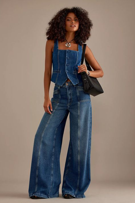 PAIGE Irene Denim Top | Anthropologie UK Anthropologie Aesthetic Outfit, All Denim Look, Jean Types, Denim Top Diy, Olay Retinol, Loungewear Capsule, Retinol Skincare, Denim Aesthetic, Abaya Fashion Dubai