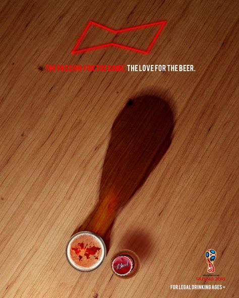 Budweiser: The Passion For The Game, The Love For The Beer • Ads of the World™ | Part of The Clio Network Clever Advertising, Beer Advertising, Beer Prints, Beer Ad, Ad Of The World, Budweiser Beer, Publicidad Creativa, Food Content, Graphic Design Ads