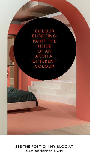 FOCUS ON: COLOUR BLOCKING — CLAIRE HEFFER DESIGN Colour Block Corner, Arch Colour Block, Painted Inside Archway, Arch Doorway Paint Ideas, Painted Archways Between Rooms, Painting Archways Between Rooms, Painted Archway Between Rooms, Archway Painting Ideas, Living Room Archway Ideas