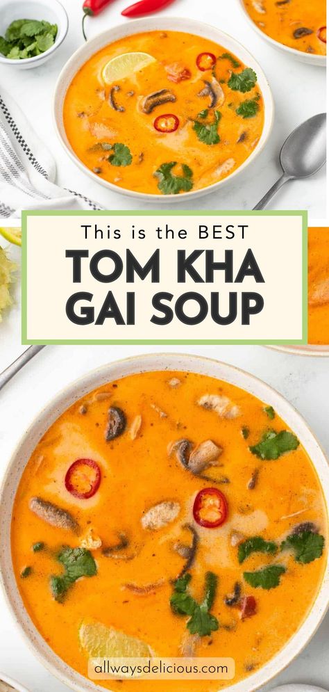 Tom Kha Gai, a classic Thai soup, brings warmth and comfort. Imagine creamy coconut milk mingling with a gentle chili kick, tender chicken, and meaty mushrooms. The aromatic blend of galangal, lemongrass, and makrut lime leaves transports you to a soothing haven. It’s proof that simplicity, crafted with care, can be the most satisfying escape. Asian Soup Coconut Milk, Spicy Tom Kha Soup, Tom Kha Kai Soup, Crockpot Tom Kha Soup, Thom Kha Gai Soup, Chicken Tom Kha Soup, Tom Kha Soup Vegetarian, Easy Tom Kha Soup, Tom Ka Soup Recipe