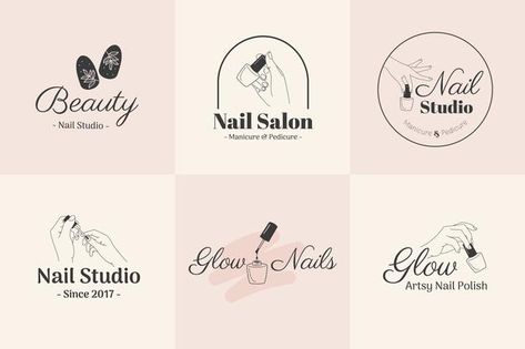 Beauty nail salon logo mockup illustrati... | Premium Vector #Freepik #vector #logo #beauty-salon #nail-polish #saloon Logo Design For Nails, Nail Polish Logo Design, Logo Nails Salon, Nail Logo Design Ideas, Nail Salon Logo Design, Nail Art Logo, Nail Studio Logo, Nail Polish Logo, Serenity Nails