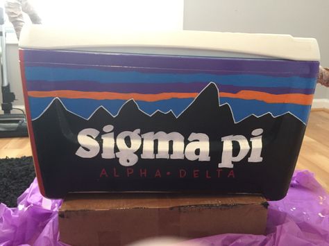 Sigma Pi Patagonia Fraternity Cooler Sigma Pi Fraternity, Sigma Pi Cooler, Sigma Pi Frat Cooler, Frat Coolers Ideas Formal, Cooler Drawing, Pike Cooler, Mountain Weekend Cooler, Formal Coolers, Frat Formal