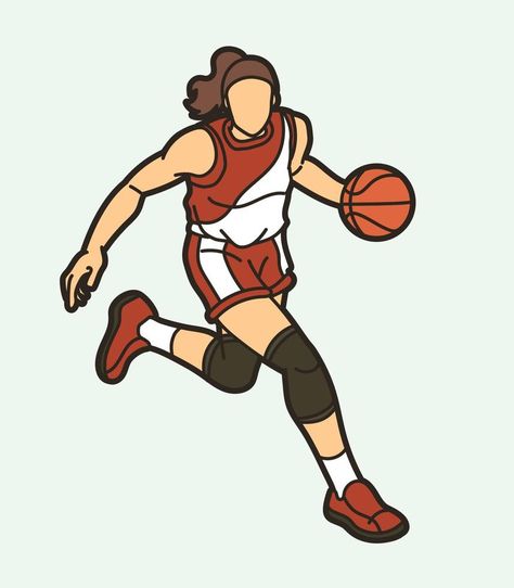 Basketball Female Player Running Action Cartoon Sport Graphic Vector Basketball Aesthetic Cartoon, Basketball Female, Action Cartoon, Basketball Illustration, Woman Basketball, Cartoon Basketball, Basketball Cartoon, Basketball Graphics, Sports Cartoon