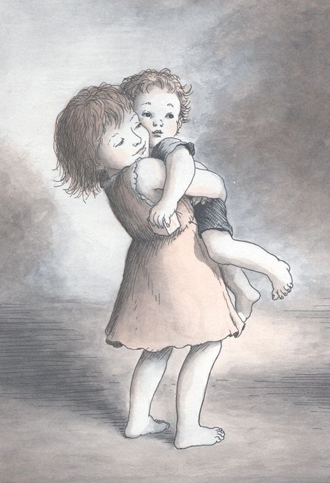 Great Books for Children: The Art of Garth Williams Big Sister Little Sister Art, Drawing Of Two Sisters, Drawings Of Sisters, Big Sister Illustration, Brother And Sister Drawing Art, Drawing Of Sisters, Sisters Illustration Two, Sisters Art Illustration, 3 Sisters Drawing