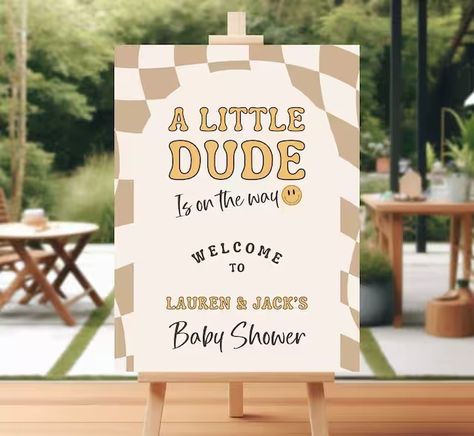 LunaLimonadaDesigns - Etsy Checkered Baby Shower Ideas, Retro Invitation, Rodeo Birthday, Shower Welcome Sign, Invitation Baby Shower, Baby Shower Welcome Sign, Baby Shower Invites, Hello Baby, Baby Shower Theme