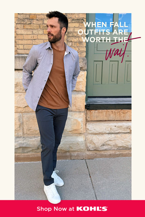 Because you've been practicing acting surprised when someone compliments your outfit. Find summer-to-fall transitional styles like jeans, button-up shirts, tees and more men's fall outfit essentials at Kohl's and Kohls.com. Winter Game Day Outfit Football, Fall Outfit Essentials, Spain Clothes, Nike Air Force Mid, Fall Outfits For Men, Coastal Cozy, Football Game Outfit Highschool, Fall Clothing Essentials, Outfits For Spain