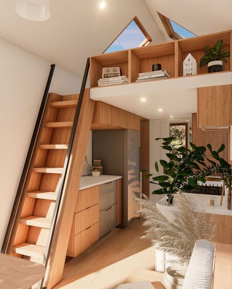 Tiny Loft, Tiny House Camper, Tiny House Stairs, Nordic House, Tiny House Interior Design, Homemade Hamburger, Tiny House Loft, Tiny House Inspiration, Hamburger Helper