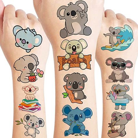 Amazon.com: 8 Sheets (96pcs) Koala Temporary Tattoos Birthday Party Supplies Decorations Super Cute Tattoo Stickers Party Favors Kids Gifts Girls Boys Classroom School Prizes Rewards Themed : Toys & Games Koala Party, Koala Tattoo, Animal Tattoos For Women, Jungle Party Decorations, Christmas Garden Decorations, Safari Theme Birthday, Cute Small Animals, Holiday Theme, Jungle Party