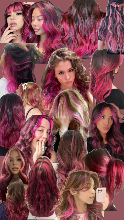 Discover the most flattering and stylish grey hairstyles for women over 50 that highlight your natural beauty. Pink Hair Color Aesthetic, Brown Hair With Magenta Highlights, Pink Strand In Brown Hair, Hot Pink Hair Streaks, Red Pink Hair Color, Dark Brown And Pink Hair, Brown To Pink Hair, Fun Pink Hair, Pink Highlights Hair