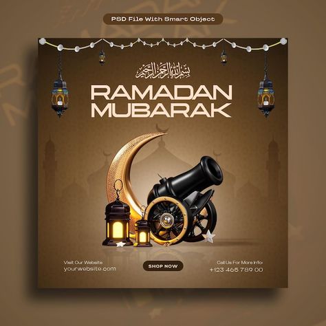 Free PSD ramadan mubarak social media po... | Free Psd #Freepik #freepsd #celebration #muslim #crescent #greeting-card Islamic Decoration, About Ramadan, Social Media Post Template, Graphic Design Photoshop, Design Photoshop, Ramadan Mubarak, Post Templates, Free Psd, Media Post