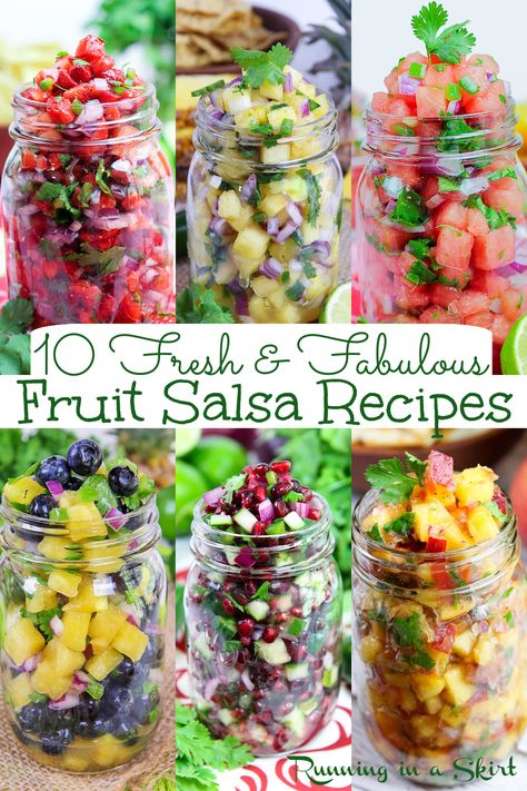 Kiwi Salsa, Fruit Salsa Recipe, Cranberry Salsa, Watermelon Salsa, Fruit Ideas, Strawberry Salsa, Salsa Recipes, Salsa Fresca, Peach Salsa