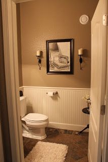 Tan Bathroom Ideas, Tan Bathroom, Basement Bathroom Remodeling, Tan Walls, Bead Board, Guest Bathrooms, Basement Bathroom, Bathroom Redo, Bathroom Floor Tiles