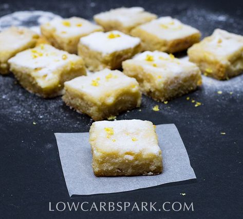 Keto Lemon Bars - Low Carb Dessert Sugar Free Lemon Bars, Keto Lemon Bars, Best Protein Bars, Lemon Bars Recipe, Lemon Curd Filling, Keto Christmas, Keto Friendly Desserts, Lemon Bars, Bars Recipe