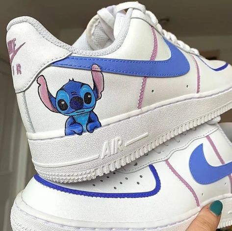 Jordans Aesthetic, Lilo And Stitch Characters, Painting Shoes, Painted Nikes, Basket Nike, Custom Shoes Diy, Diy Sneakers, Nike Shoes Air Force, Nike Air Force One